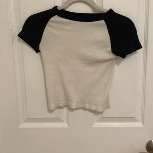 Brandy Melville White and Blue Cap Sleeve Tank Top